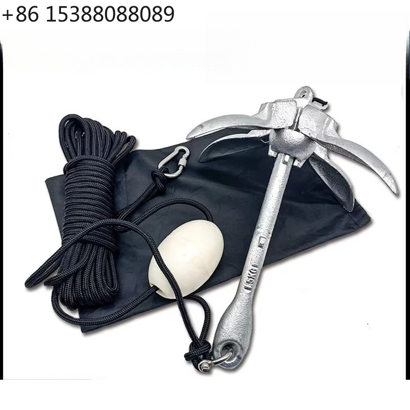 Boat Anchor Kit Galvanized - Feuerverzinkter Klappanker aus Kohlenstoffstahl, tragbarer Bootsanker