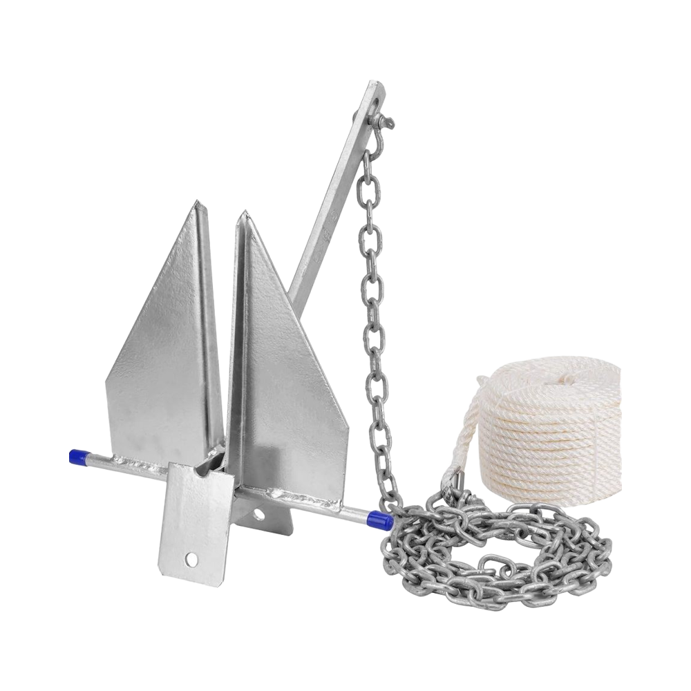 Boat Anchor Kit Galvanized - Hochbelastbares Bootsanker-Set im Fluke-Stil mit Ketten