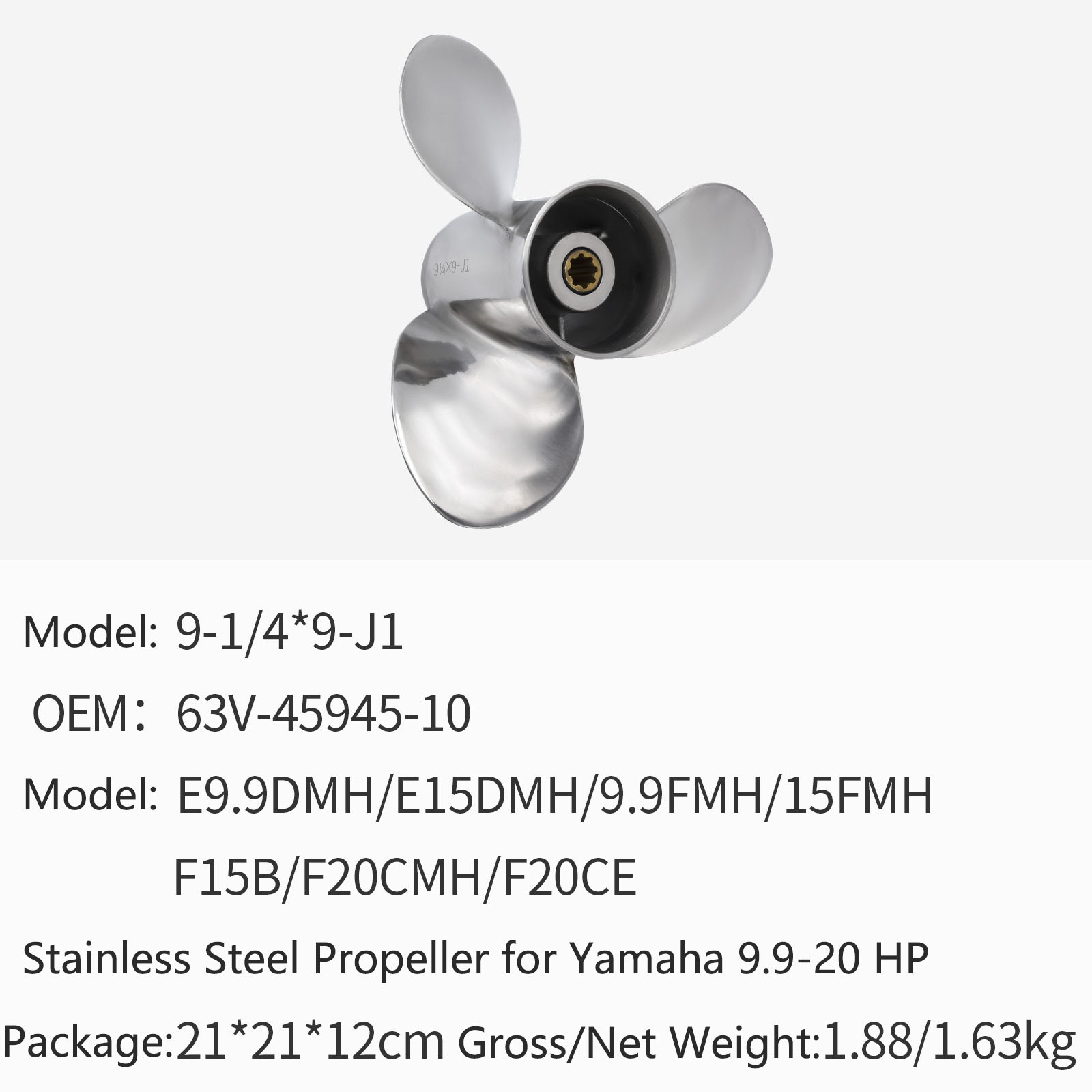 Outboard Motor Propeller Stainless - Außenbordmotor-Propeller aus Edelstahl für Yamaha 9,9-20